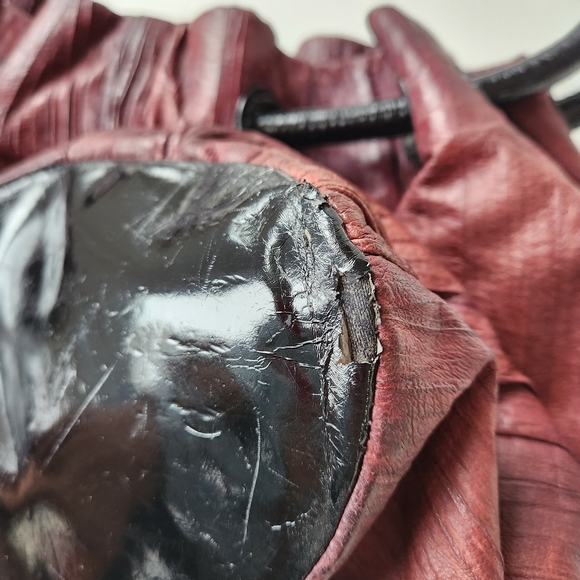 Nordstrom Genuine Leather Burgundy Women's Shoulder Hand Bag Purse - Picture 6 of 7